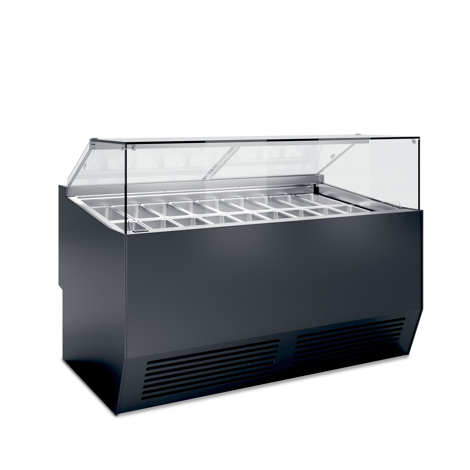 Vetrina gelato professionale SO3 PRIMA in finitura nera RAL 9005 (nero). 18 gusti