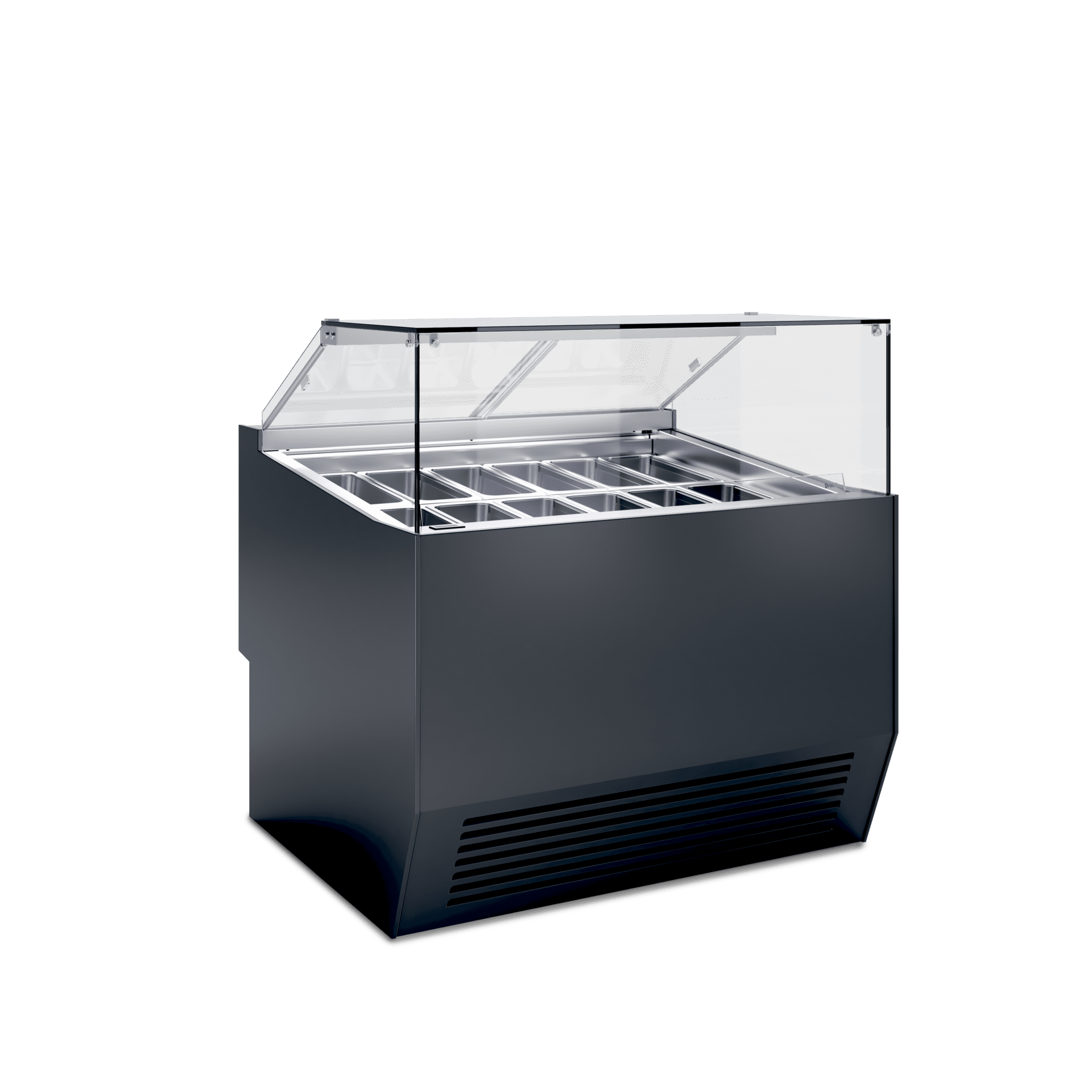 Vetrina gelato professionale SO3 PRIMA in finitura nera RAL 9005 (nero). 12 gusti
