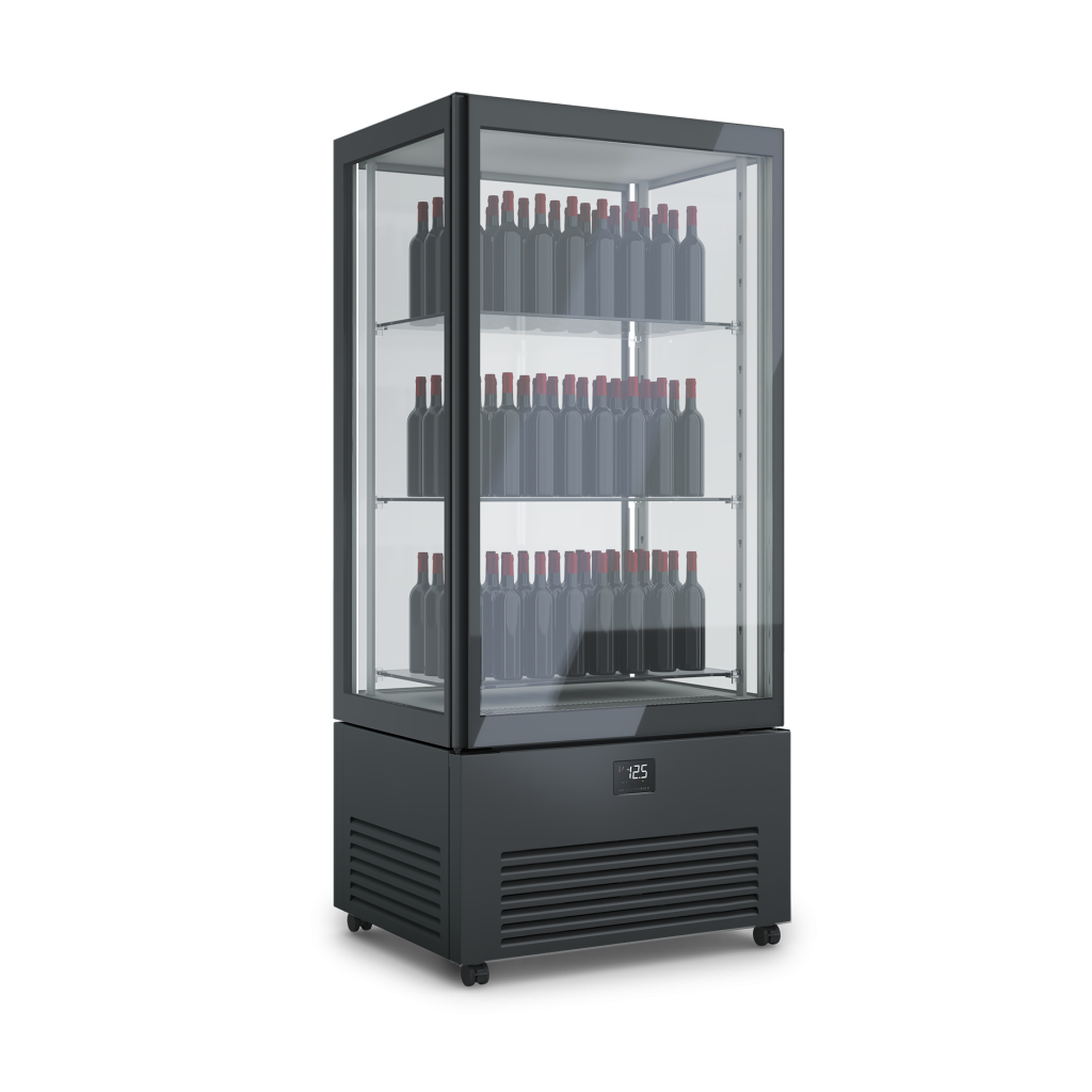 Verticale refrigerato vino professionale K2 WINE nero con bottiglie