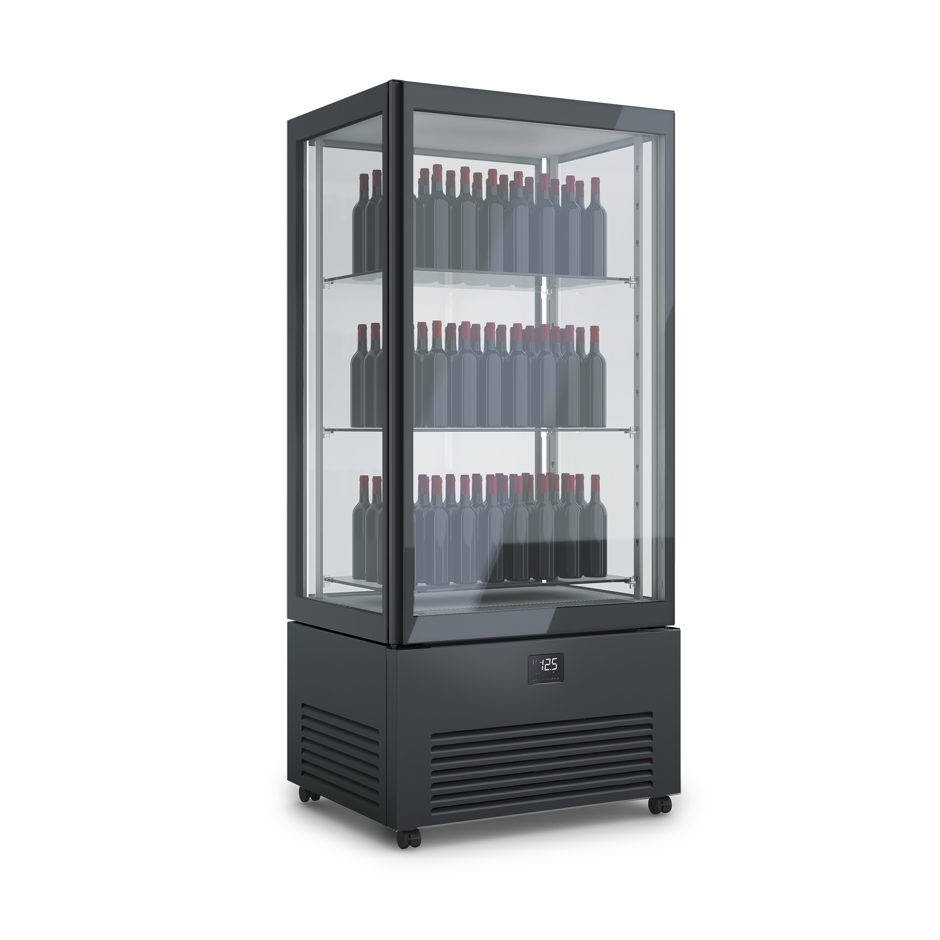 Verticale refrigerato vino professionale K2 WINE nero con bottiglie