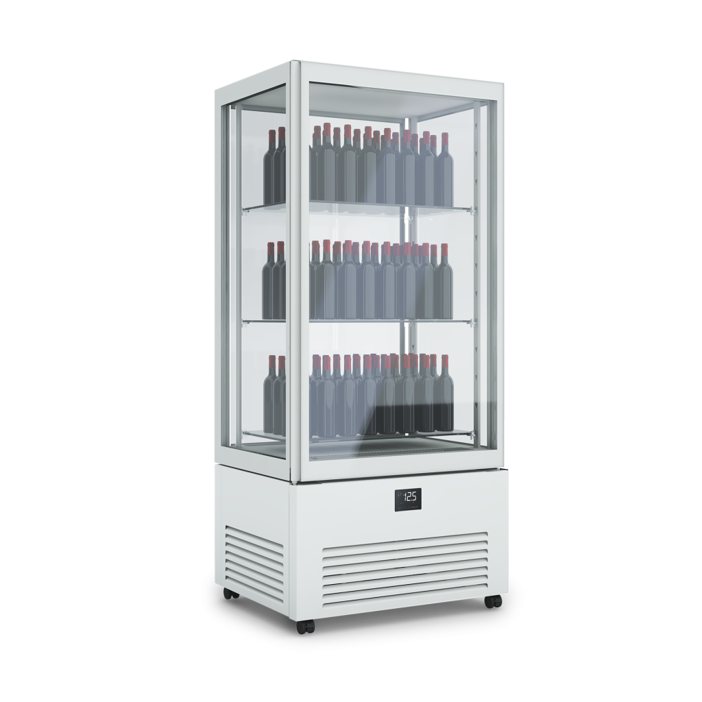 Verticale refrigerato vino professionale K2 WINE color gesso con bottiglie