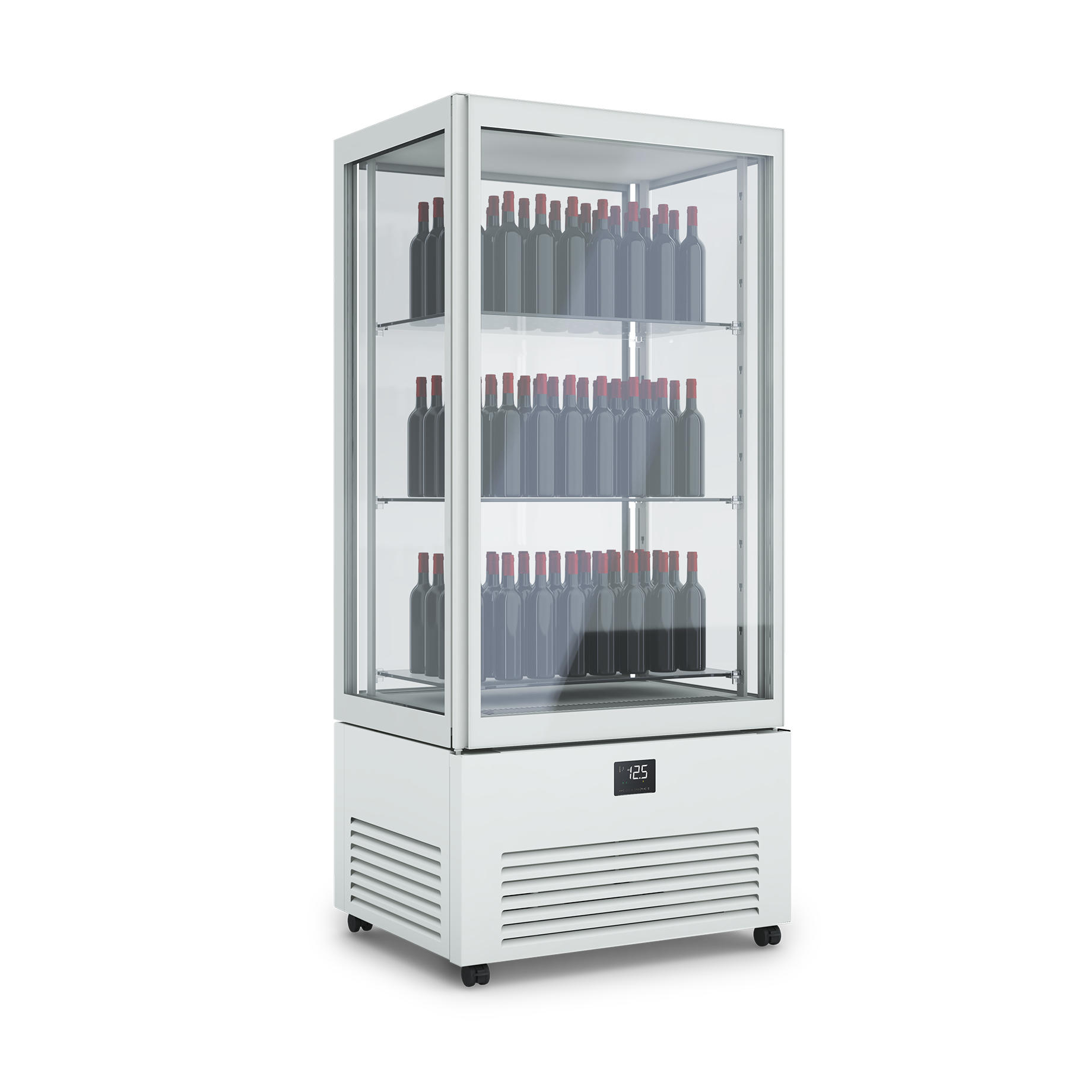 Verticale refrigerato vino professionale K2 WINE color gesso con bottiglie