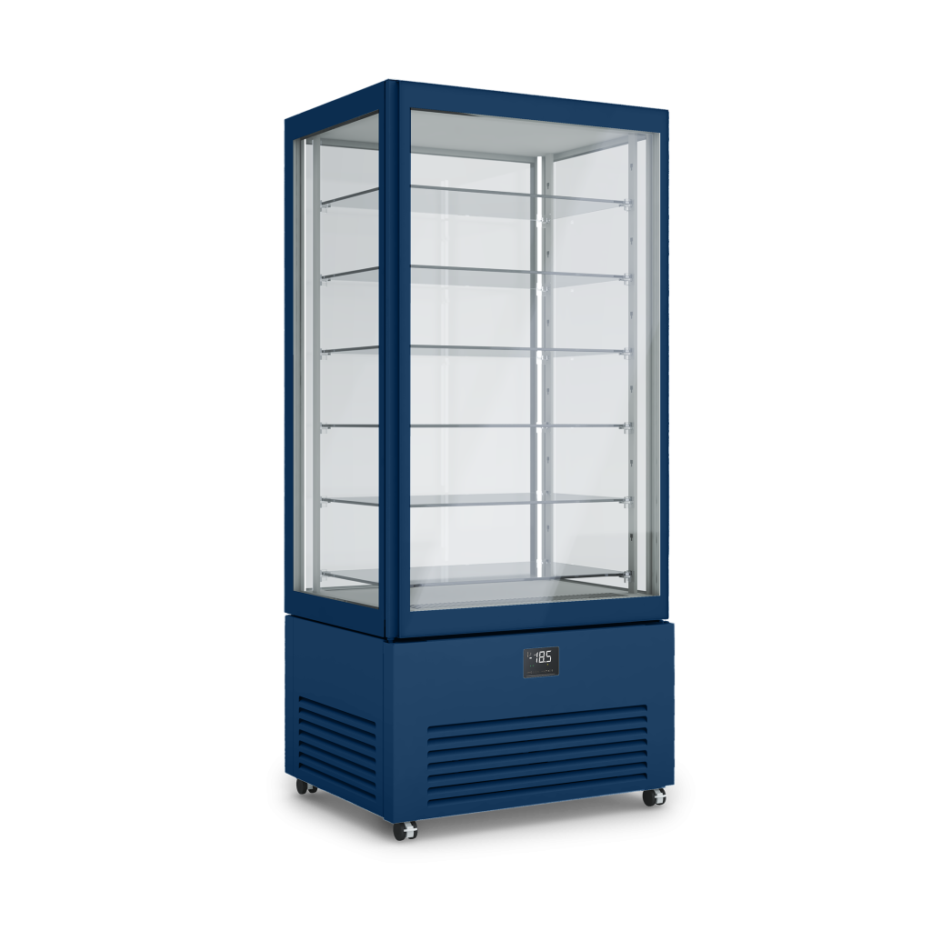 Verticale refrigerato professionale doppia temperatura K2COLOR colore BLU NOTTE RAL5026. Dimensioni 900x700x1980 mm