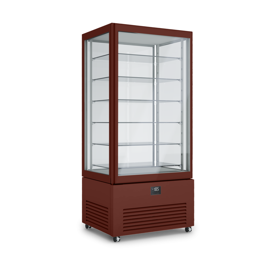 Verticale refrigerato professionale doppia temperatura K2COLOR colore ROSSO MARRONE RAL8012. Dimensioni 900x700x1980 mm