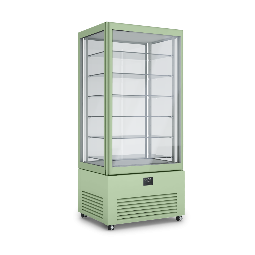 Verticale refrigerato professionale doppia temperatura K2COLOR colore VERDE BIANCASTRO RAL6019. Dimensioni 900x700x1980 mm